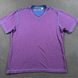 Robert Graham XL Purple V Neck T Shirt Classic Fit Cotton Modal Mens